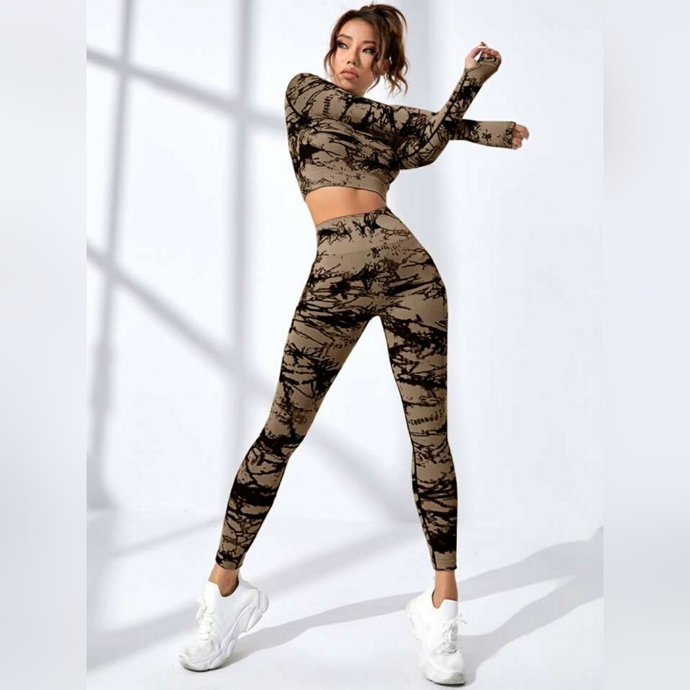Yoga Trendy 2pcs Seamless High Stretch Tie Dye Yoga Set